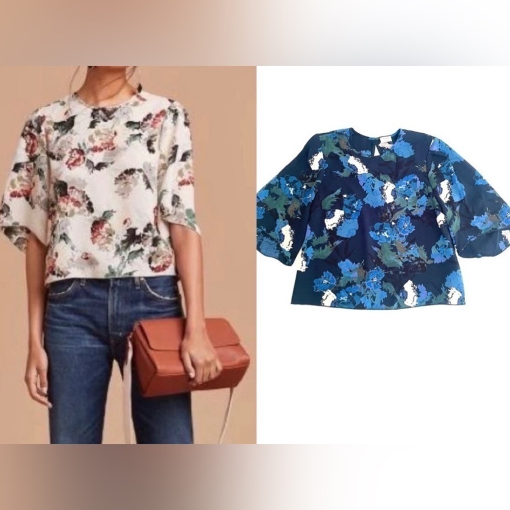 Aritzia Wilfred Cambrai Floral Cropped Blouse